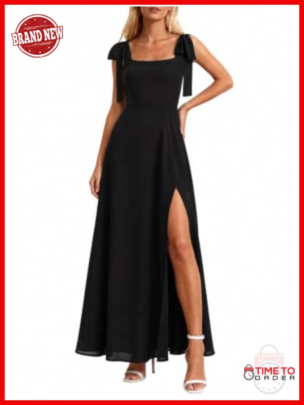 Chiffon Formal Maxi Dress Sleeveless Tiered Slit Wedding Guest